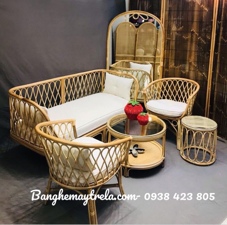 
								Bàn ghế mây phòng khách MA442