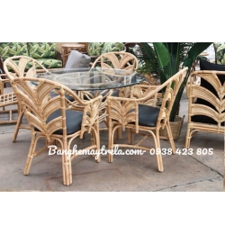 Bàn ghế ăn mây tre đan MA728