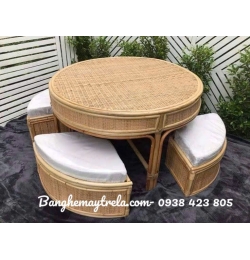 Bàn ghế đôn mây MA836