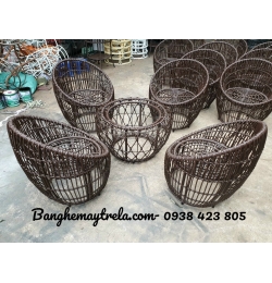 Bàn ghế mây giả nhựa sân vườn NH218