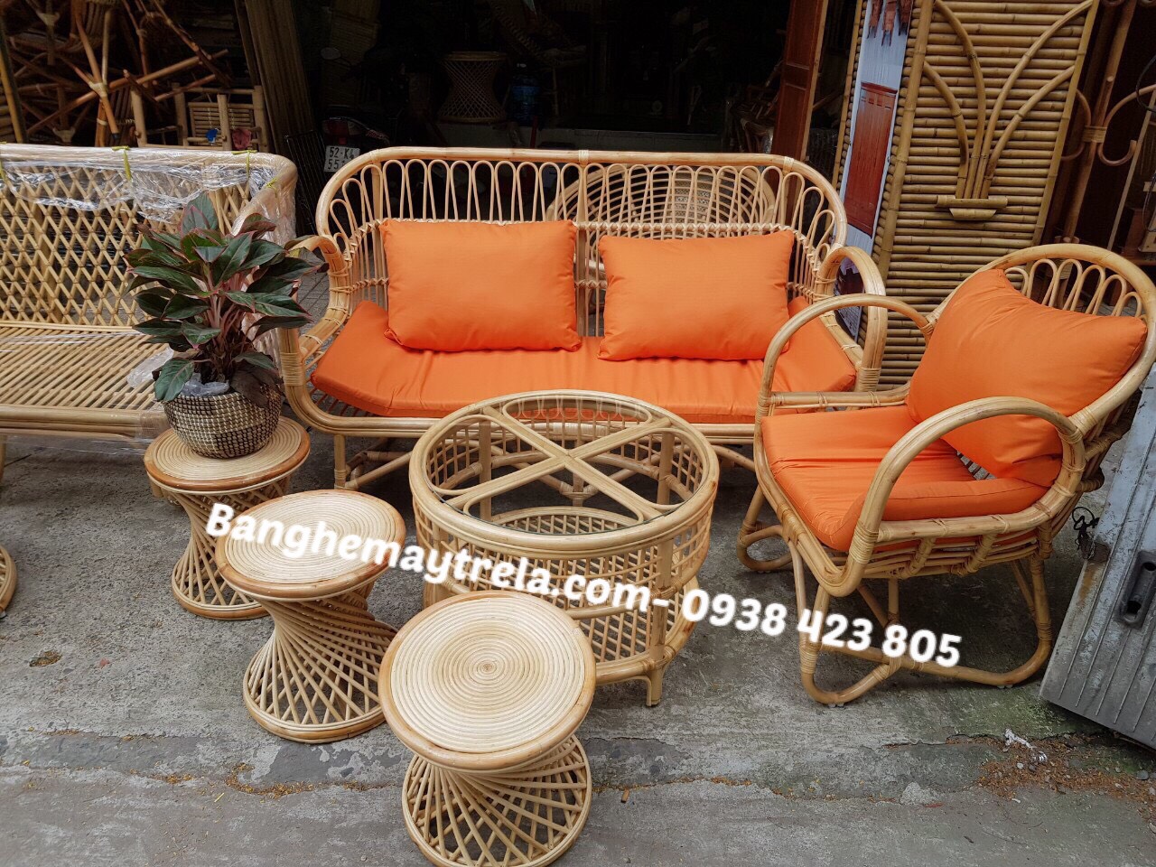 
								Bàn ghế sofa mây tay vòng MA237