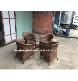 Bàn ghế mây giả nhựa sân vườn NH174