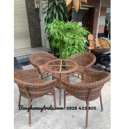 Bàn ghế cafe mây nhựa NH173