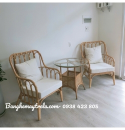 Bàn ghế mây uống trà phòng ngủ MA855