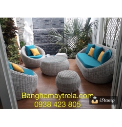 Bàn ghế sofa nhựa giả mây mây NH10