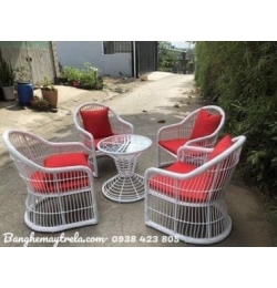 Bàn ghế cafe mây nhựa ngoài trời NH275
