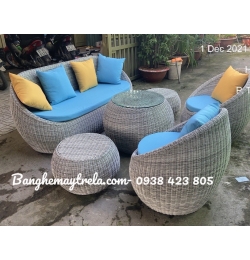 Bàn ghế sò mây nhựa nhỏ gọn NH314
