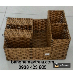 Ống đũa và khăn giấy nhựa giả mây NH31