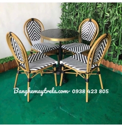 Ghế giả mây cafe ngoài trời khung nhôm NH357