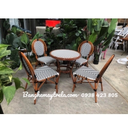 Bộ bàn ghế cafe mây nhựa NH203