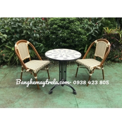 Bàn ghế cafe mây nhựa ngoài trời NH209