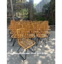 Ghế mây nhựa cafe chân sắt NH351