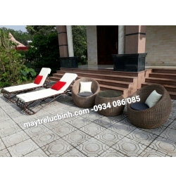Ghế tắm nắng nhựa giả mây 