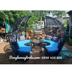 Ghế hồ bơi mây nhựa mái vòm NH199