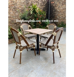 Bàn ghế cafe khung nhôm mây nhựa NH373