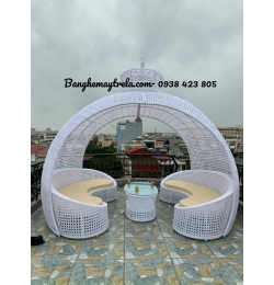 Ghế nhựa giả mây ngoài trời có mái NH261
