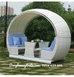 Ghế nhựa giả mây mái vòm để ngoài trời NH260
