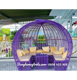 Ghế nhựa giả mây ngoài trời có mái che NH292