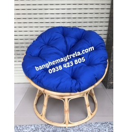 Ghế mây tròn papasan nệm xanh coban MA136