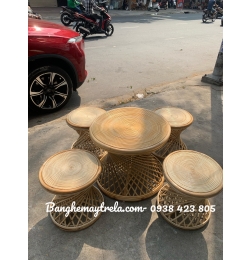 Bàn ghế đôn mây tự nhiên MA482