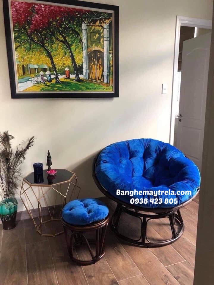 
								Ghế papasan nệm xanh coban MA222