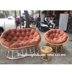 Ghế papasan đôi nệm cam đất MA246