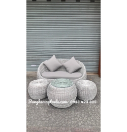 Bàn ghế sofa sò mây nhựa nhỏ gọn NH243