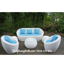 Bàn ghế sò nhựa giả mây ngoài trời NH353