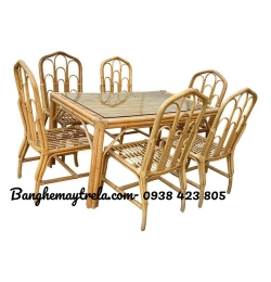 Bàn ghế ăn mây tre MA412