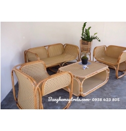 Bàn ghế sofa mây vuông lưới mắt cáo MA429