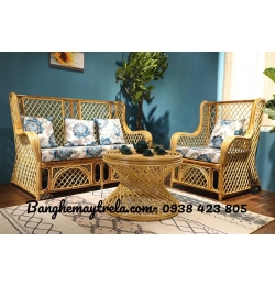 Bàn ghế sofa mây phòng khách MA374