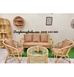 Bàn ghế mây tự nhiên phòng khách MA685