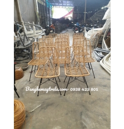 Ghế mây tự nhiên chân sắt MA358