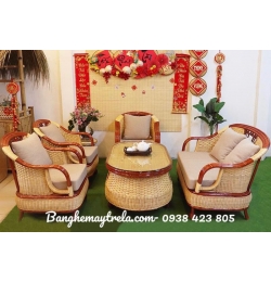Bàn ghế mây tre đan phòng khách MA549