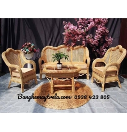 Bàn ghế mây tự nhiên phòng khách lưới mắt cáo MA621